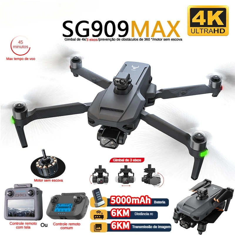 Drone Gimbal Brushless - プロのドローン,4kカメラ,3軸ジンバル,5g,ZLL-SG909障害物回避,タッチスクリーン,fpv,ブラシレス,rc,zll,360